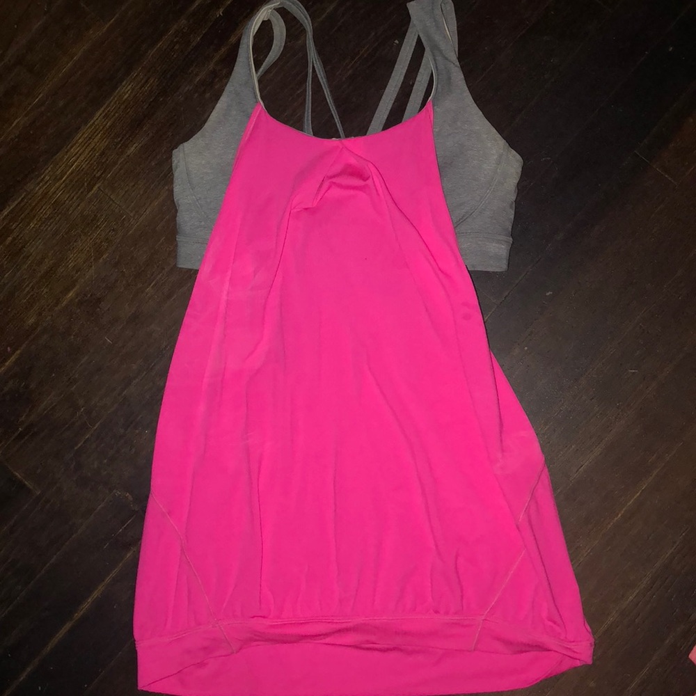 Lululemon hot pink tank with bra attached